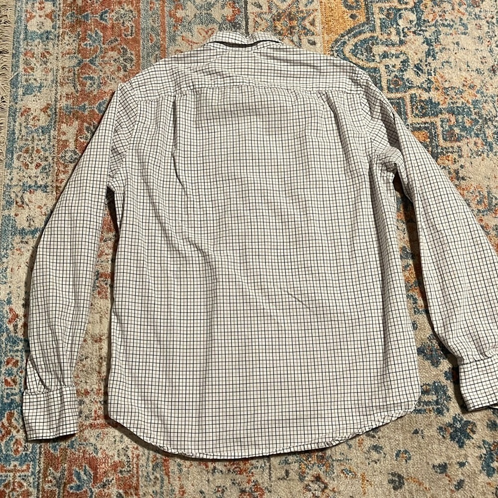 JCrew tailored fit washed casual brown and white checked plaid button-up shirt - Picture 4 of 4